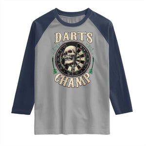 Skull Dartboard Retro Vintage Raglan Shirt Darts Player Champion Gift TS12 Sport Gray Navy Print Your Wear