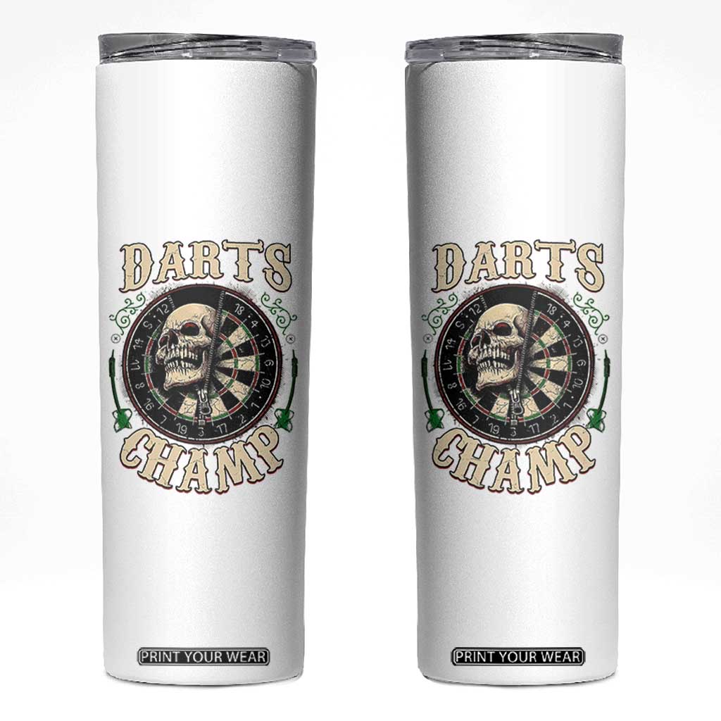 Skull Dartboard Retro Vintage Skinny Tumbler Darts Player Champion Gift TS12 White Print Your Wear