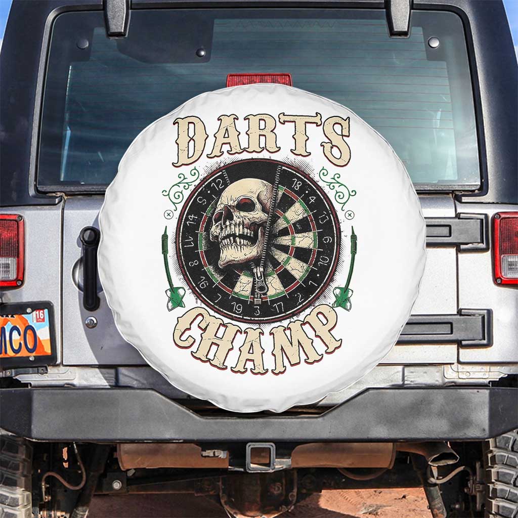 Skull Dartboard Retro Vintage Spare Tire Cover Darts Player Champion Gift TS12 No hole White Print Your Wear