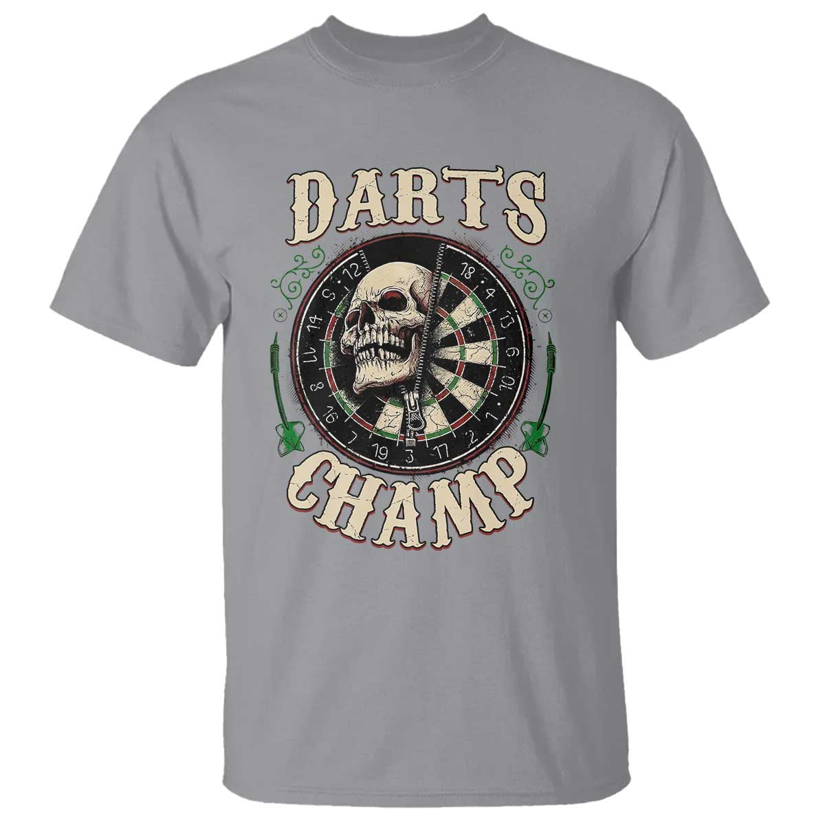 Skull Dartboard Retro Vintage T Shirt Darts Player Champion Gift TS12 Sport Gray Print Your Wear