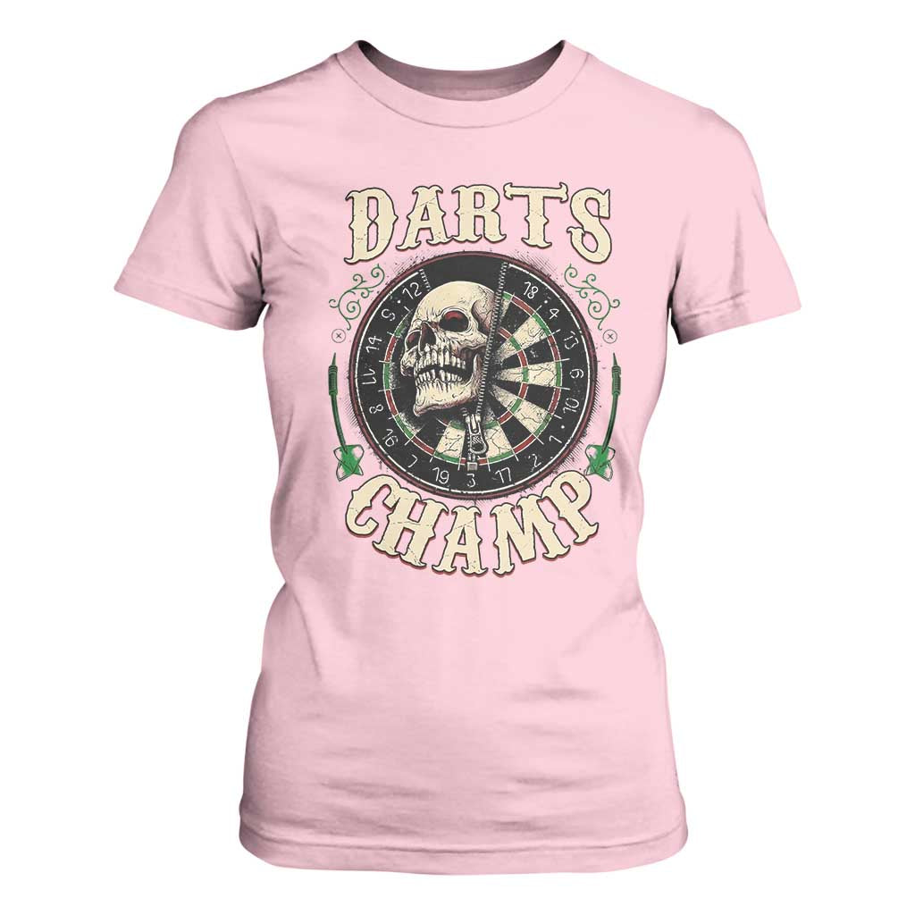 Skull Dartboard Retro Vintage T Shirt For Women Darts Player Champion Gift TS12 Light Pink Print Your Wear
