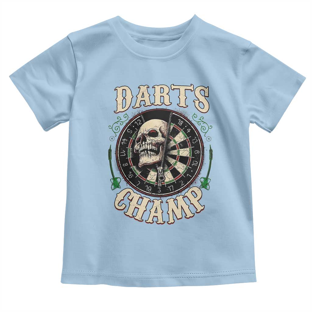 Skull Dartboard Retro Vintage Toddler T Shirt Darts Player Champion Gift TS12 Light Blue Print Your Wear