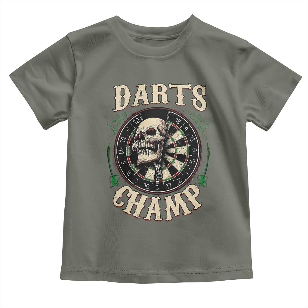 Skull Dartboard Retro Vintage Toddler T Shirt Darts Player Champion Gift TS12 Military Green Print Your Wear
