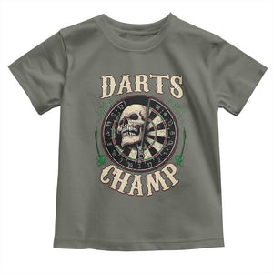 Skull Dartboard Retro Vintage Toddler T Shirt Darts Player Champion Gift TS12 Military Green Print Your Wear