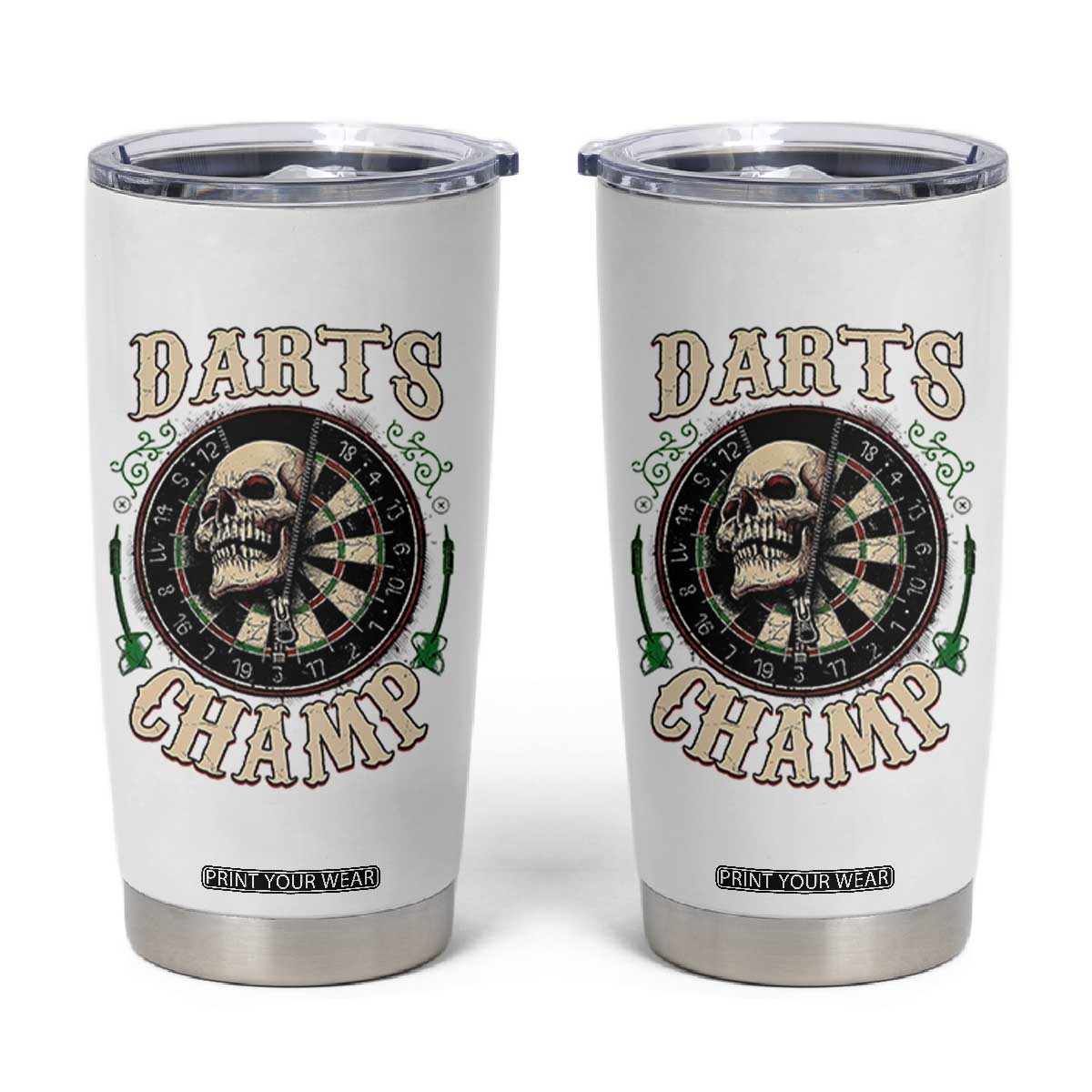 Skull Dartboard Retro Vintage Tumbler Cup Darts Player Champion Gift TS12 White Print Your Wear