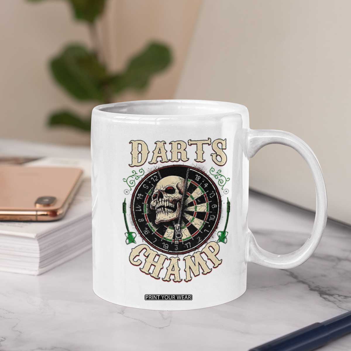 Skull Dartboard Retro Vintage Coffee Mug Darts Player Champion Gift TS12 Print Your Wear