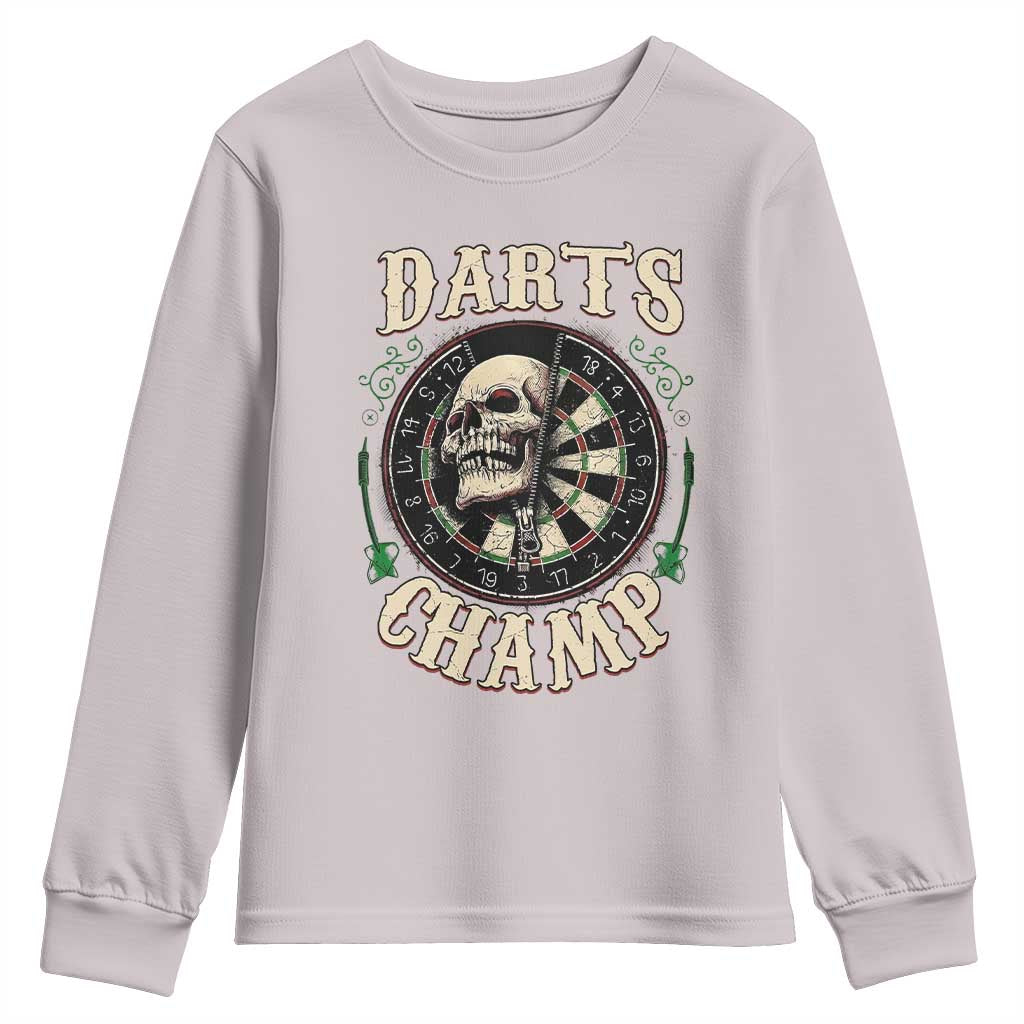 Skull Dartboard Retro Vintage Youth Sweatshirt Darts Player Champion Gift TS12 Ice Gray Print Your Wear