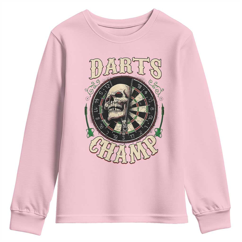 Skull Dartboard Retro Vintage Youth Sweatshirt Darts Player Champion Gift TS12 Light Pink Print Your Wear