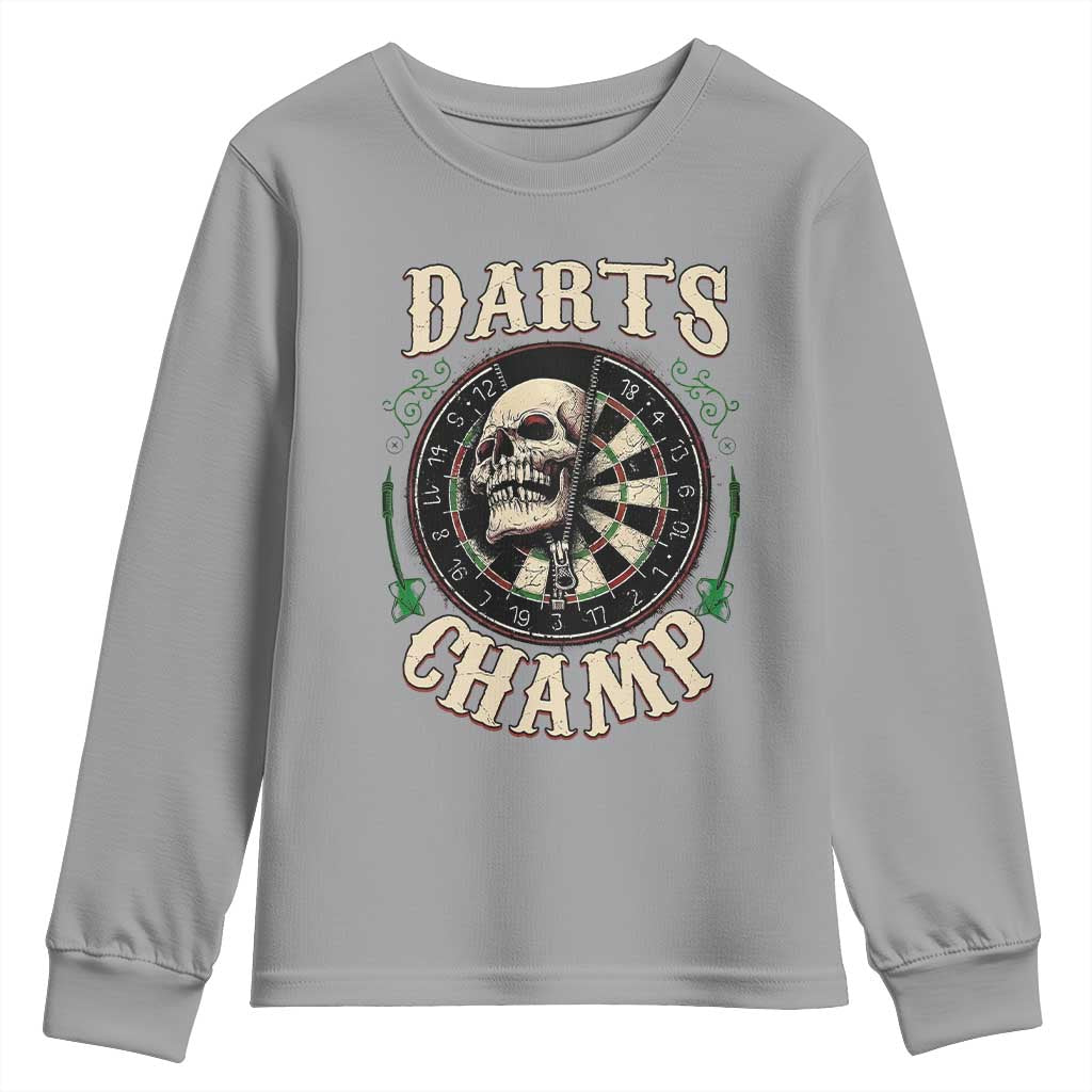 Skull Dartboard Retro Vintage Youth Sweatshirt Darts Player Champion Gift TS12 Sport Gray Print Your Wear