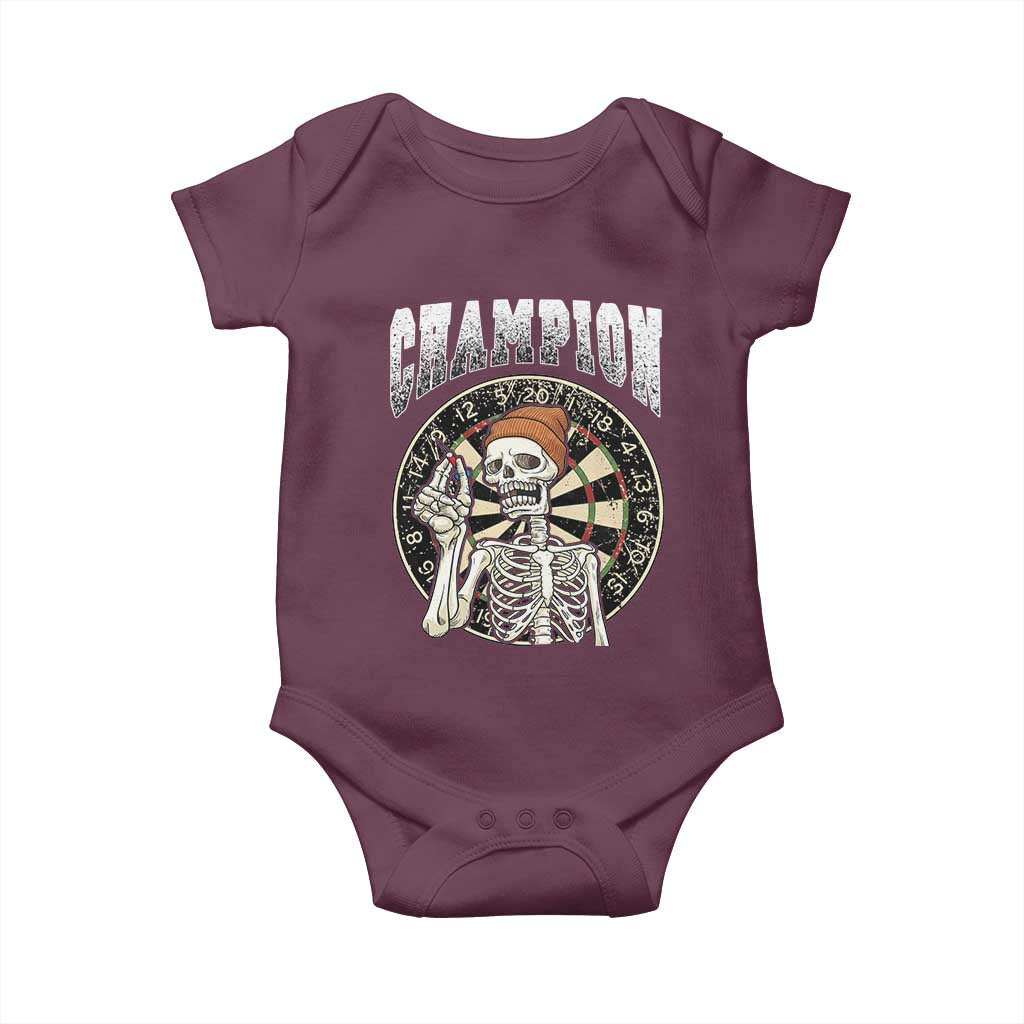 Gothic Skull Dart Master Baby Onesie Funny Skeleton Dartboard Champion Gift TS12 Maroon Print Your Wear