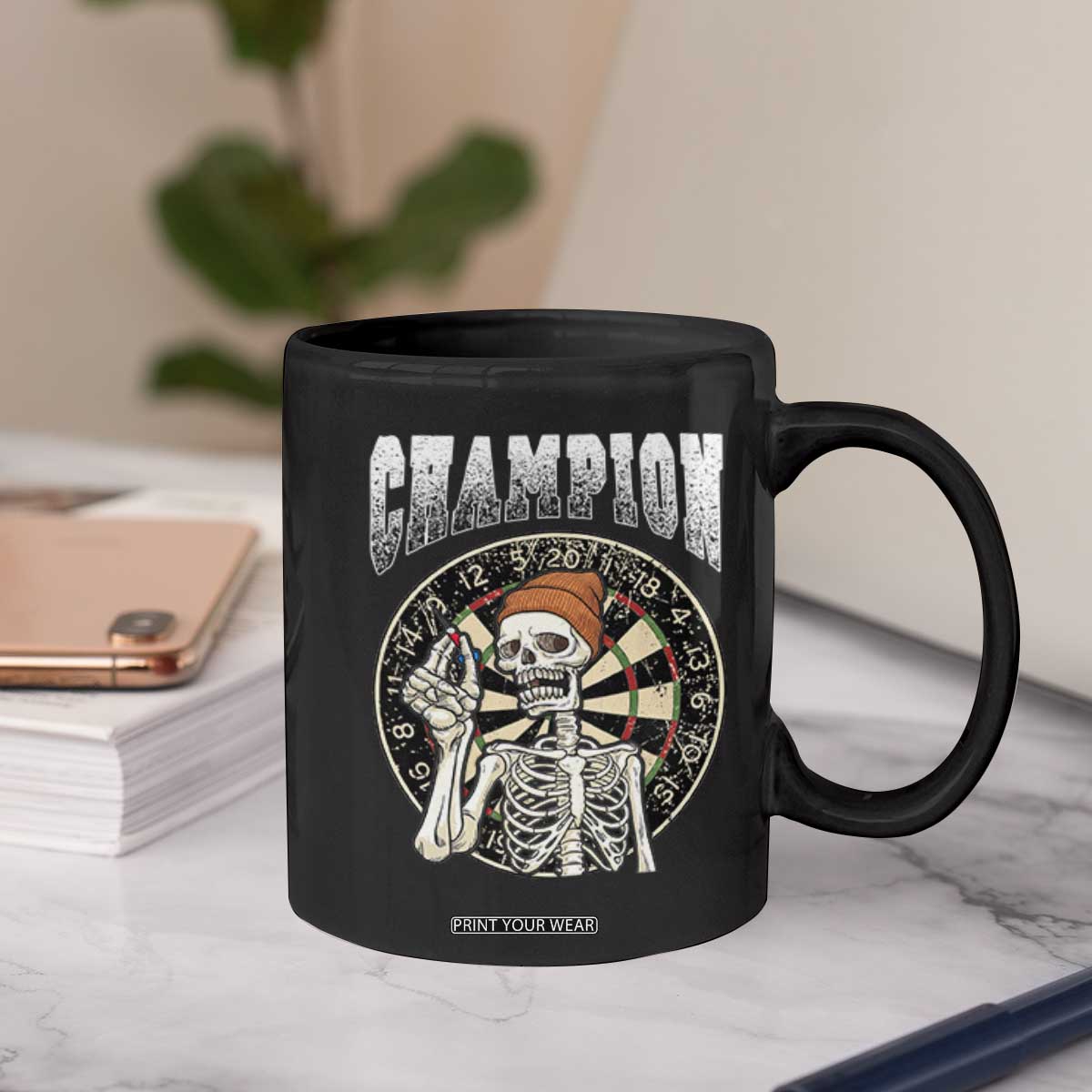 Gothic Skull Dart Master Coffee Mug Funny Skeleton Dartboard Champion Gift TS12 Print Your Wear