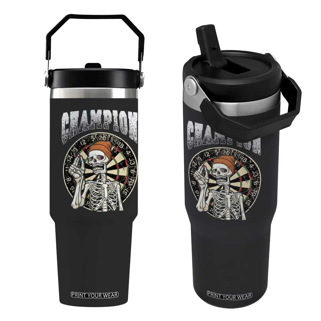 Gothic Skull Dart Master Flip Straw Tumbler Funny Skeleton Dartboard Champion Gift TS12 One Size: 30 oz Black Print Your Wear