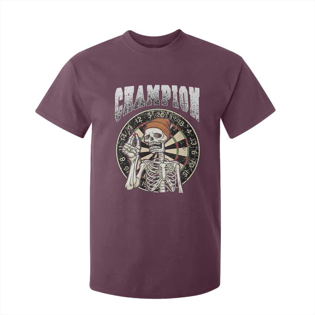 Gothic Skull Dart Master T Shirt For Kid Funny Skeleton Dartboard Champion Gift TS12 Maroon Print Your Wear