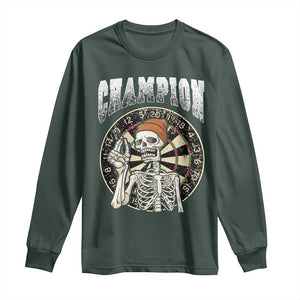 Gothic Skull Dart Master Long Sleeve Shirt Funny Skeleton Dartboard Champion Gift TS12 Dark Forest Green Print Your Wear