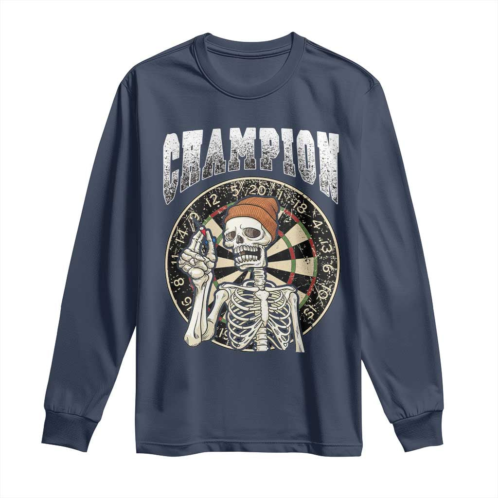 Gothic Skull Dart Master Long Sleeve Shirt Funny Skeleton Dartboard Champion Gift TS12 Navy Print Your Wear