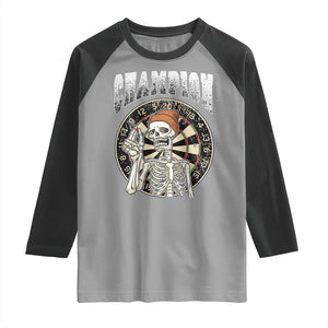 Gothic Skull Dart Master Raglan Shirt Funny Skeleton Dartboard Champion Gift TS12 Sport Gray Black Print Your Wear