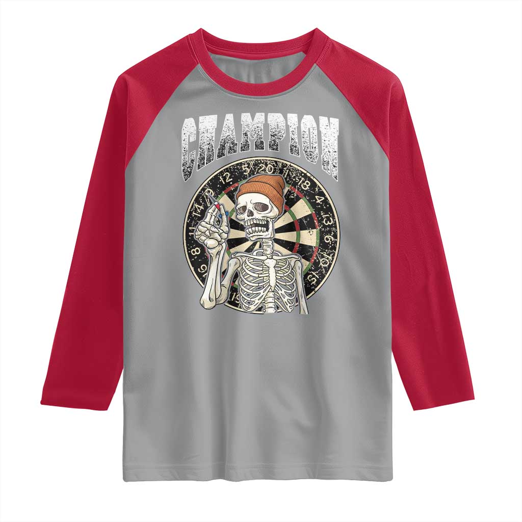 Gothic Skull Dart Master Raglan Shirt Funny Skeleton Dartboard Champion Gift TS12 Sport Gray Red Print Your Wear