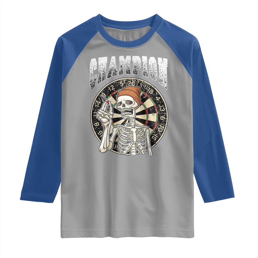 Gothic Skull Dart Master Raglan Shirt Funny Skeleton Dartboard Champion Gift TS12 Sport Gray Royal Print Your Wear