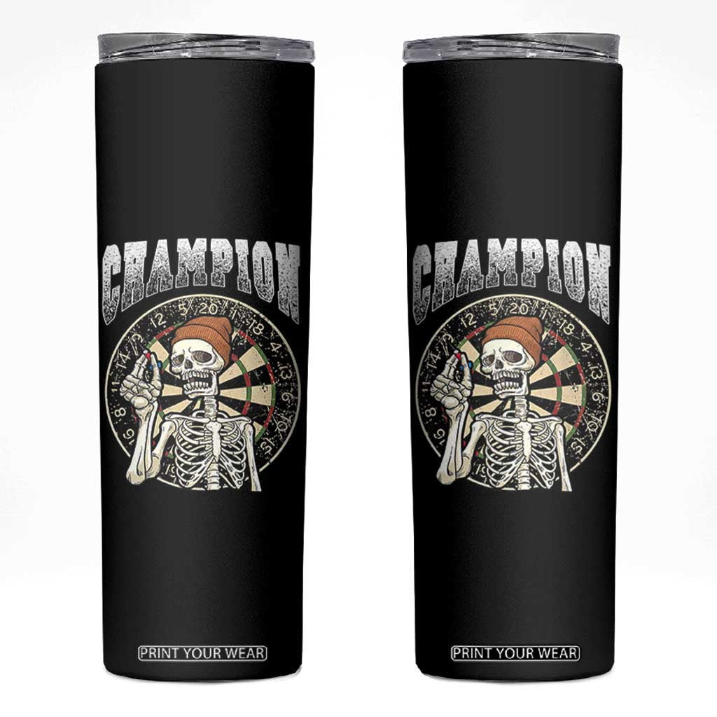 Gothic Skull Dart Master Skinny Tumbler Funny Skeleton Dartboard Champion Gift TS12 Black Print Your Wear