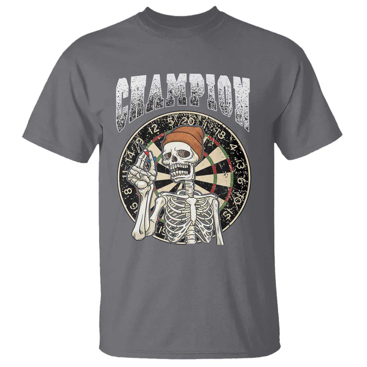 Gothic Skull Dart Master T Shirt Funny Skeleton Dartboard Champion Gift TS12 Charcoal Print Your Wear