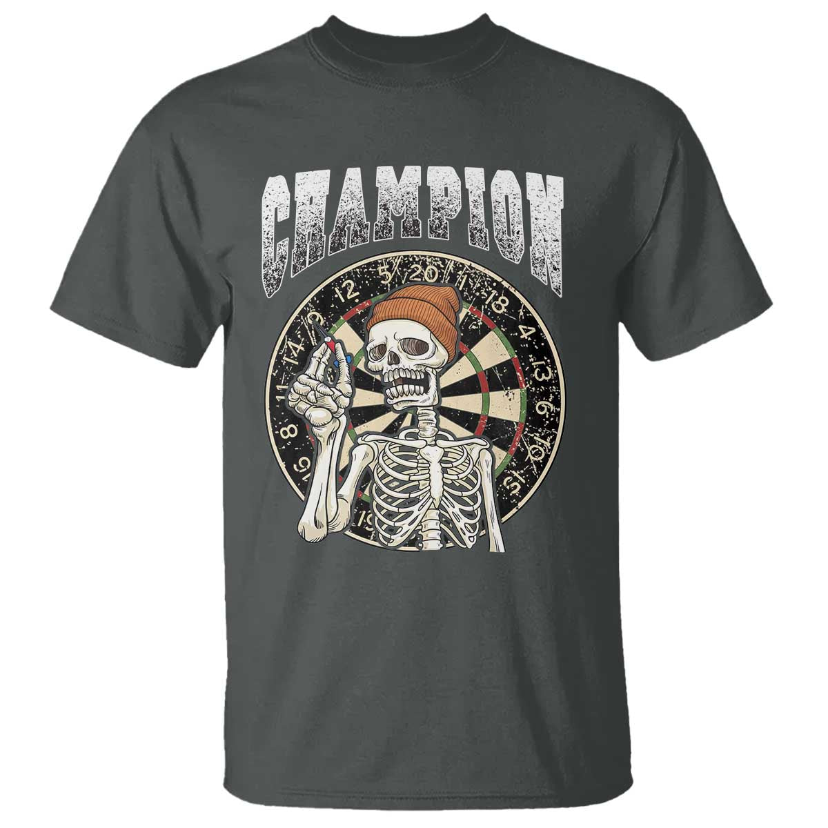 Gothic Skull Dart Master T Shirt Funny Skeleton Dartboard Champion Gift TS12 Dark Heather Print Your Wear