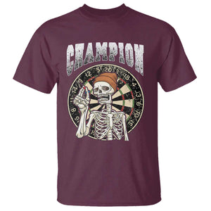 Gothic Skull Dart Master T Shirt Funny Skeleton Dartboard Champion Gift TS12 Maroon Print Your Wear