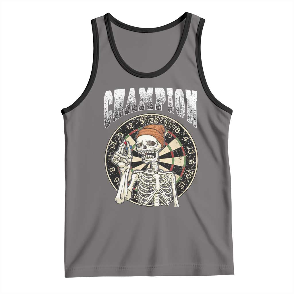 Gothic Skull Dart Master Tank Top Funny Skeleton Dartboard Champion Gift TS12 Deep Heather Black Print Your Wear