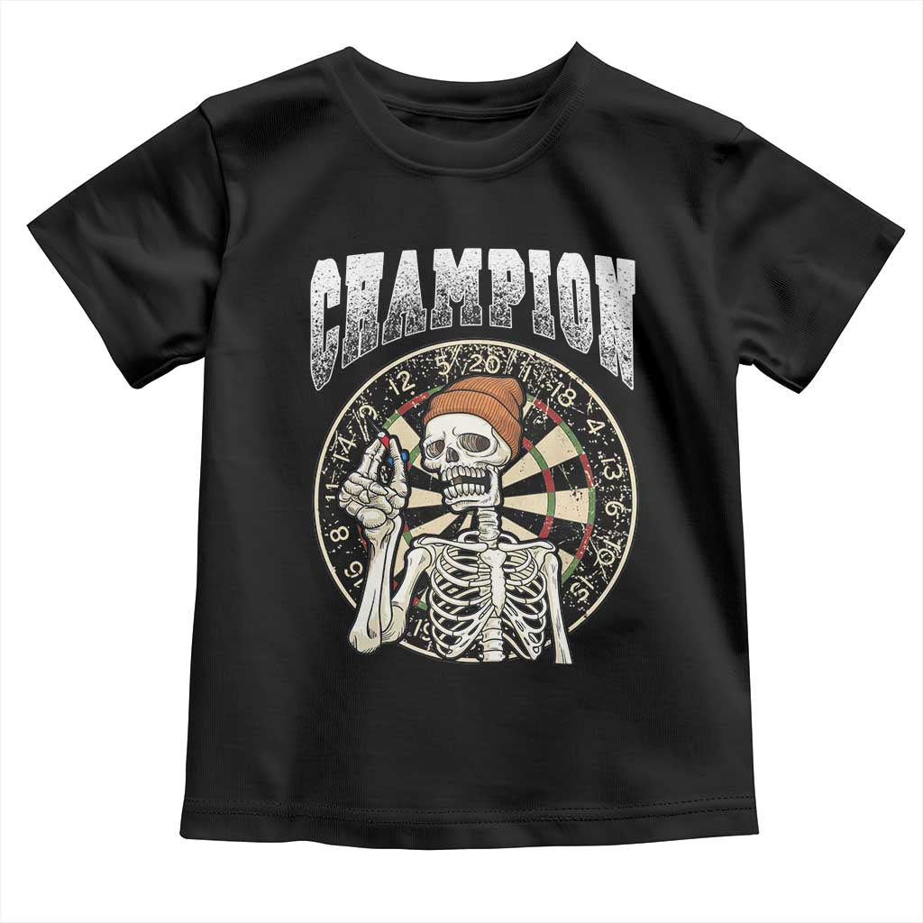 Gothic Skull Dart Master Toddler T Shirt Funny Skeleton Dartboard Champion Gift TS12 Black Print Your Wear