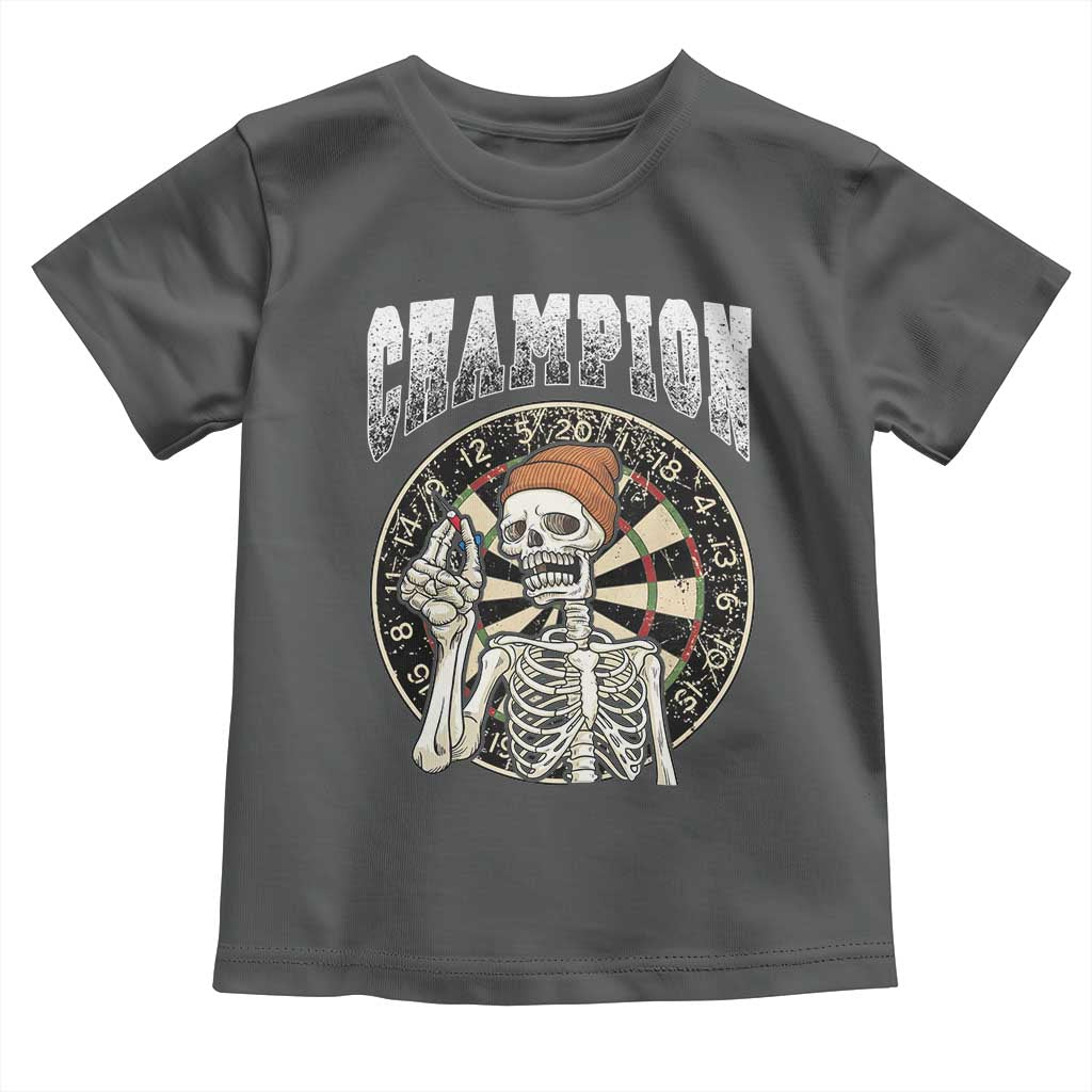 Gothic Skull Dart Master Toddler T Shirt Funny Skeleton Dartboard Champion Gift TS12 Dark Heather Print Your Wear