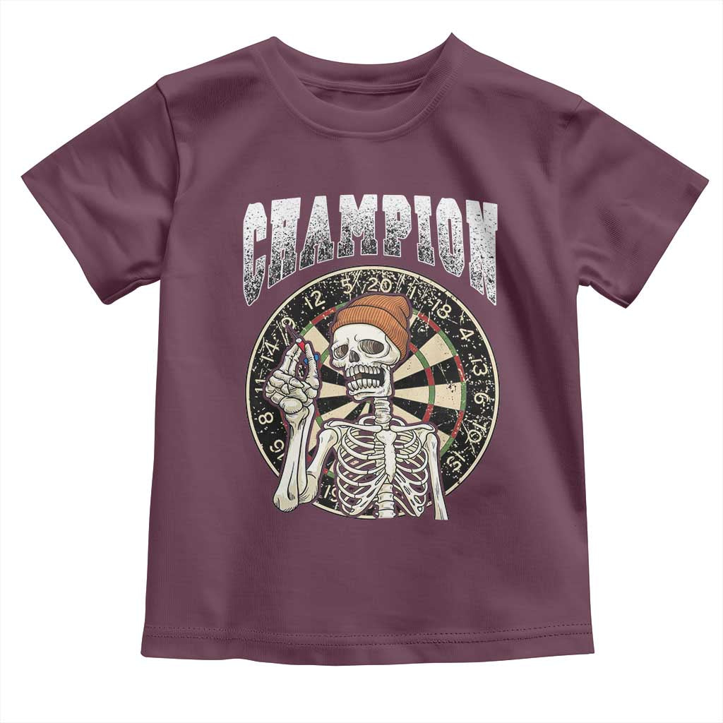 Gothic Skull Dart Master Toddler T Shirt Funny Skeleton Dartboard Champion Gift TS12 Maroon Print Your Wear
