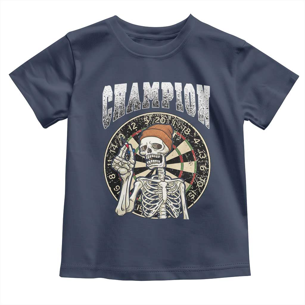 Gothic Skull Dart Master Toddler T Shirt Funny Skeleton Dartboard Champion Gift TS12 Navy Print Your Wear