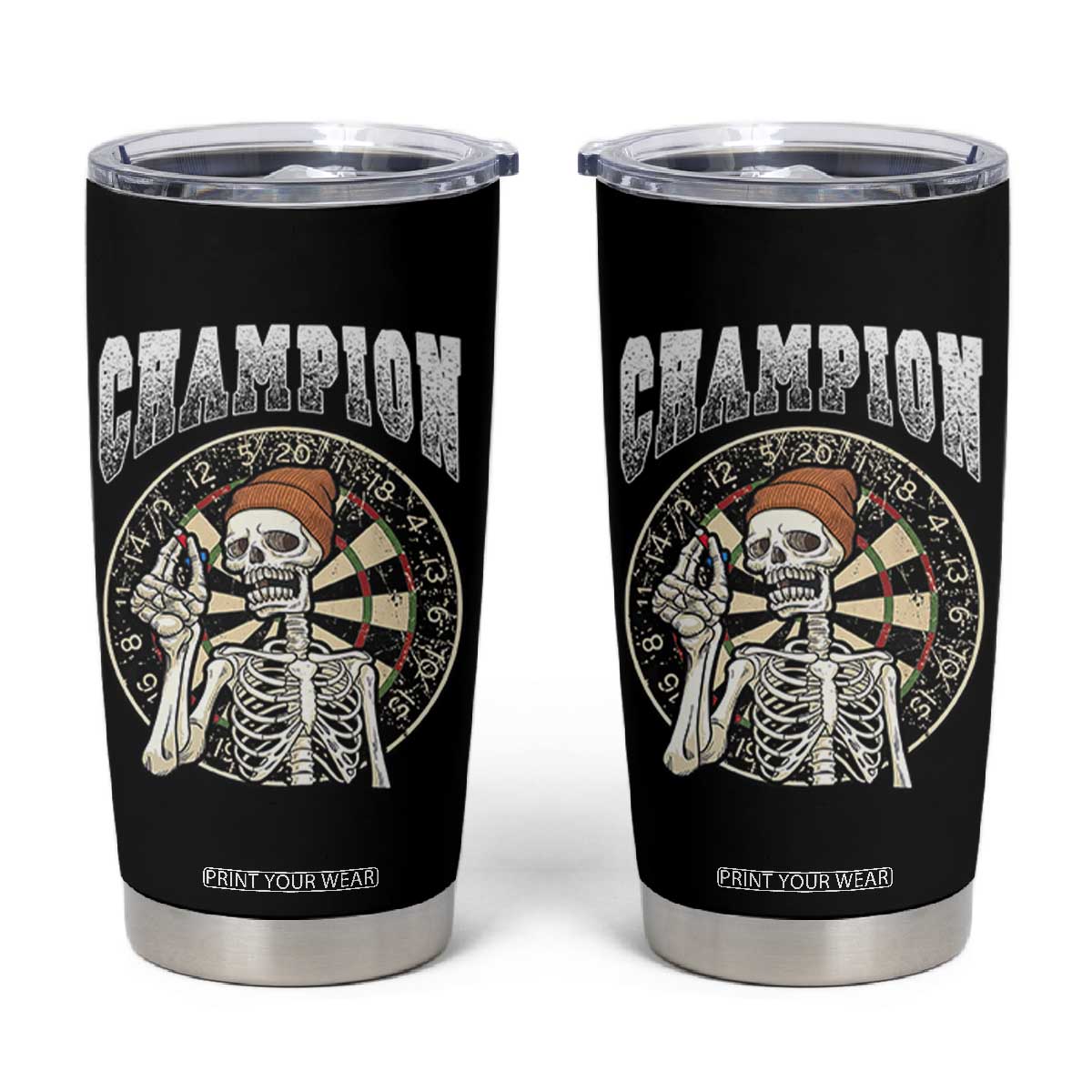 Gothic Skull Dart Master Tumbler Cup Funny Skeleton Dartboard Champion Gift TS12 Black Print Your Wear