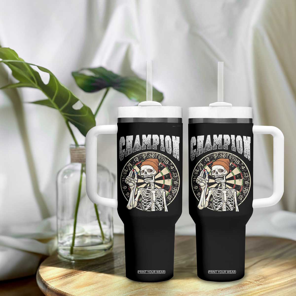Gothic Skull Dart Master Tumbler With Handle Funny Skeleton Dartboard Champion Gift TS12 Print Your Wear