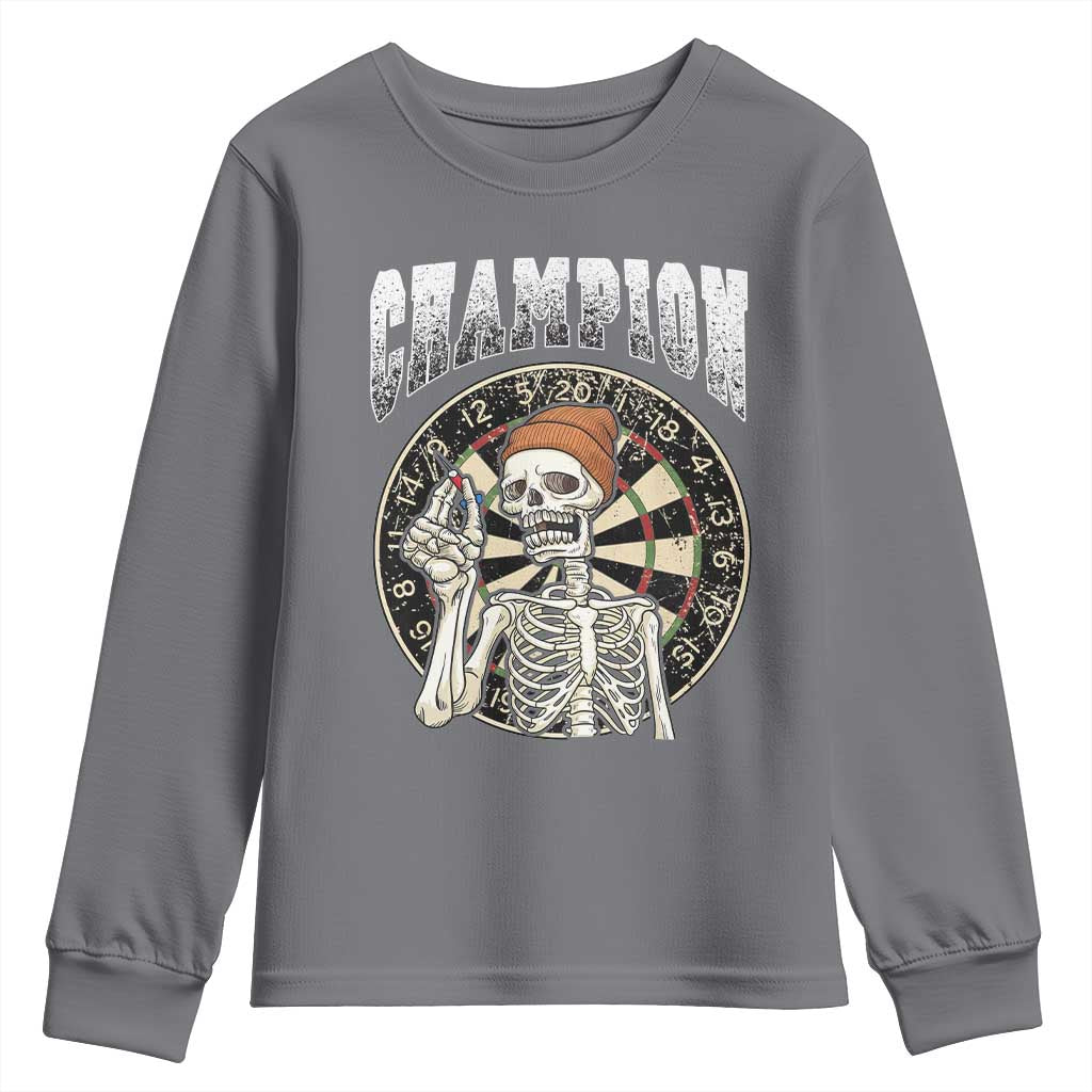 Gothic Skull Dart Master Youth Sweatshirt Funny Skeleton Dartboard Champion Gift TS12 Charcoal Print Your Wear
