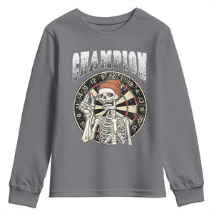 Gothic Skull Dart Master Youth Sweatshirt Funny Skeleton Dartboard Champion Gift TS12 Charcoal Print Your Wear