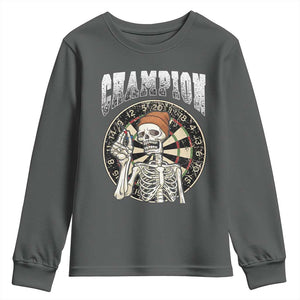 Gothic Skull Dart Master Youth Sweatshirt Funny Skeleton Dartboard Champion Gift TS12 Dark Heather Print Your Wear