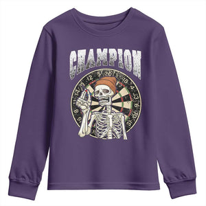 Gothic Skull Dart Master Youth Sweatshirt Funny Skeleton Dartboard Champion Gift TS12 Purple Print Your Wear