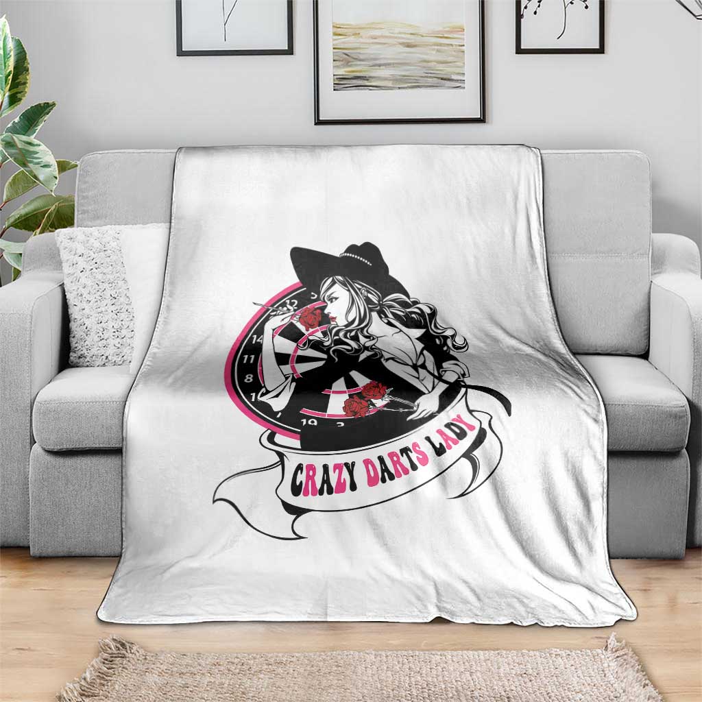Funny Crazy Darts Lady Throw Blanket Coolest Girls Play Darts TS12 Print Your Wear