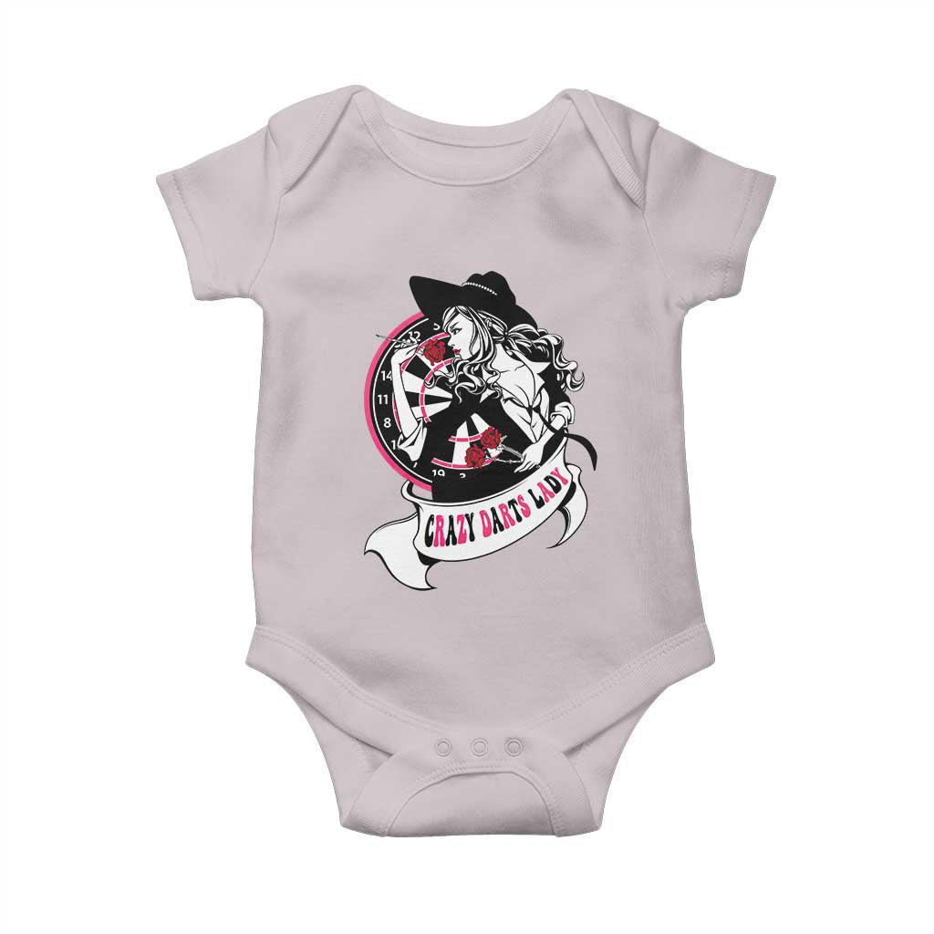 Funny Crazy Darts Lady Baby Onesie Coolest Girls Play Darts TS12 Ice Gray Print Your Wear
