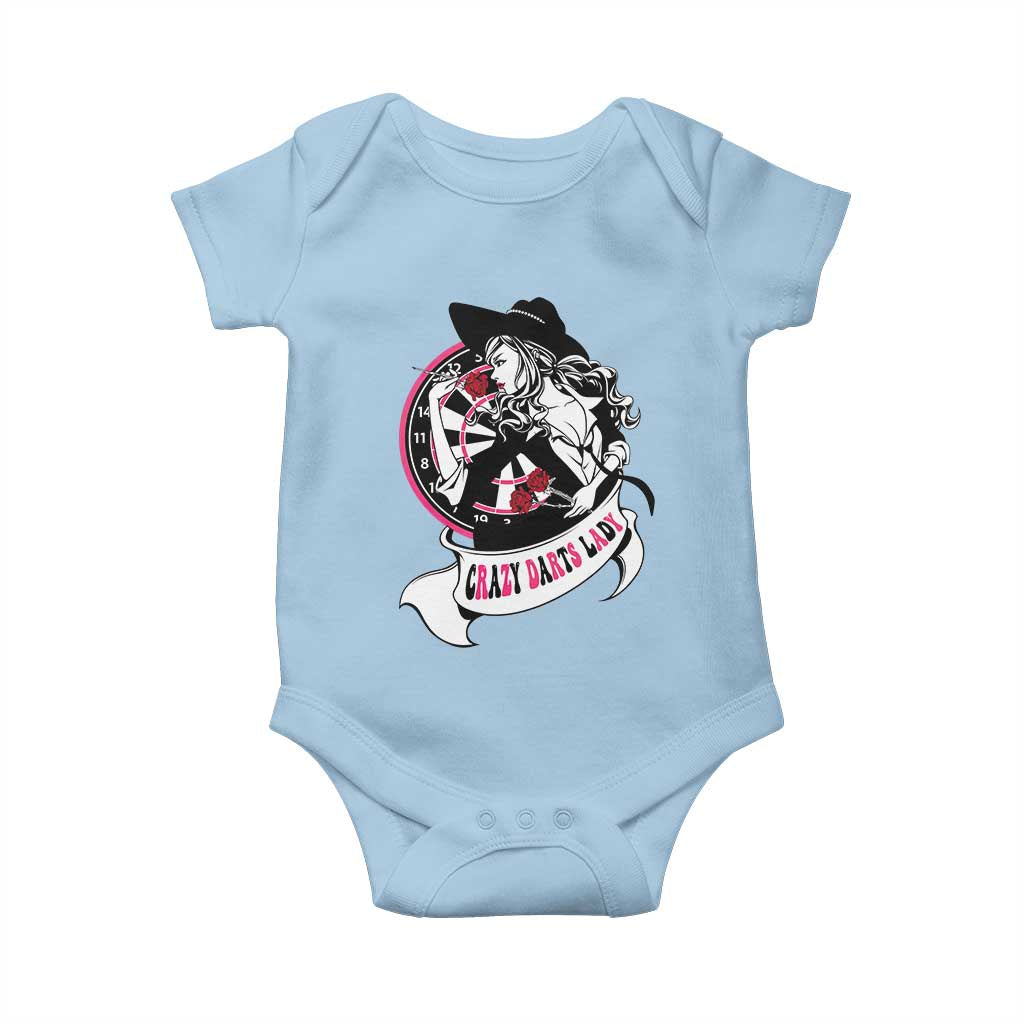 Funny Crazy Darts Lady Baby Onesie Coolest Girls Play Darts TS12 Light Blue Print Your Wear
