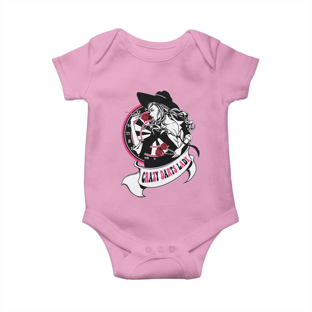 Funny Crazy Darts Lady Baby Onesie Coolest Girls Play Darts TS12 Light Pink Print Your Wear
