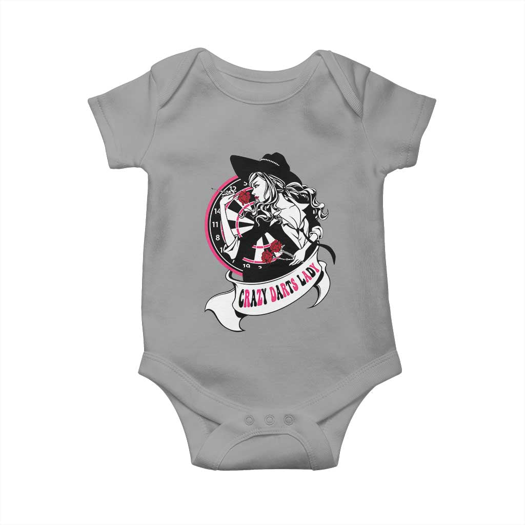 Funny Crazy Darts Lady Baby Onesie Coolest Girls Play Darts TS12 Sport Gray Print Your Wear