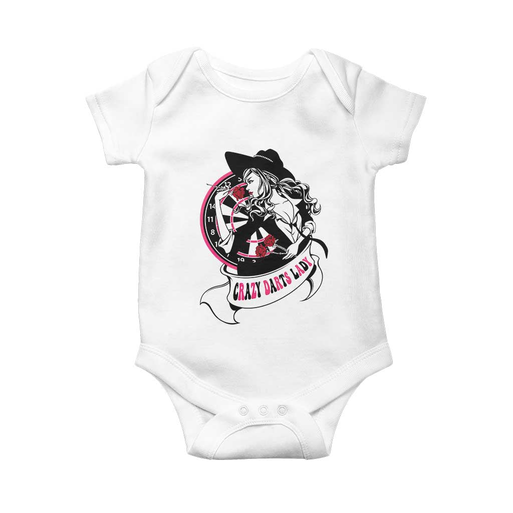 Funny Crazy Darts Lady Baby Onesie Coolest Girls Play Darts TS12 White Print Your Wear
