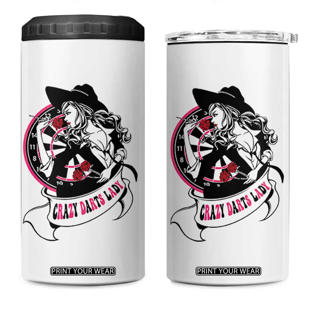 Funny Crazy Darts Lady 4 in 1 Can Cooler Tumbler Coolest Girls Play Darts TS12 One Size: 16 oz White Print Your Wear
