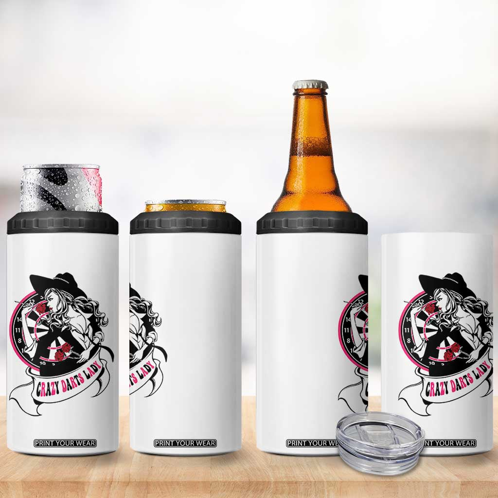 Funny Crazy Darts Lady 4 in 1 Can Cooler Tumbler Coolest Girls Play Darts TS12 Print Your Wear