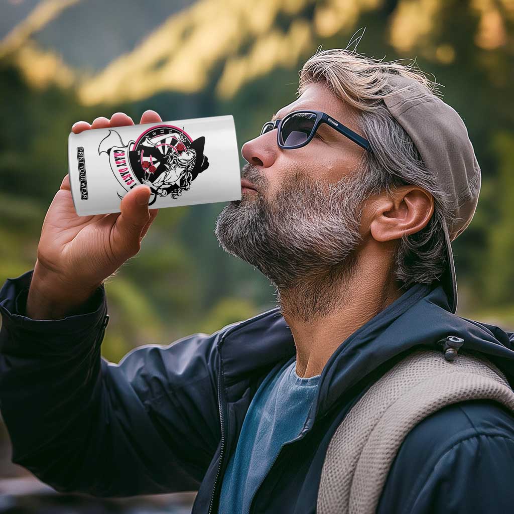 Funny Crazy Darts Lady 4 in 1 Can Cooler Tumbler Coolest Girls Play Darts TS12 Print Your Wear