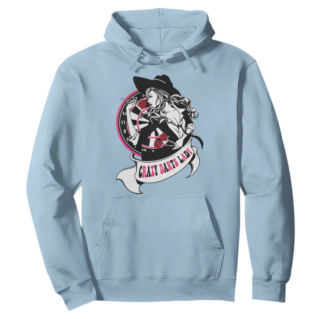 Funny Crazy Darts Lady Hoodie Coolest Girls Play Darts TS12 Light Blue Print Your Wear