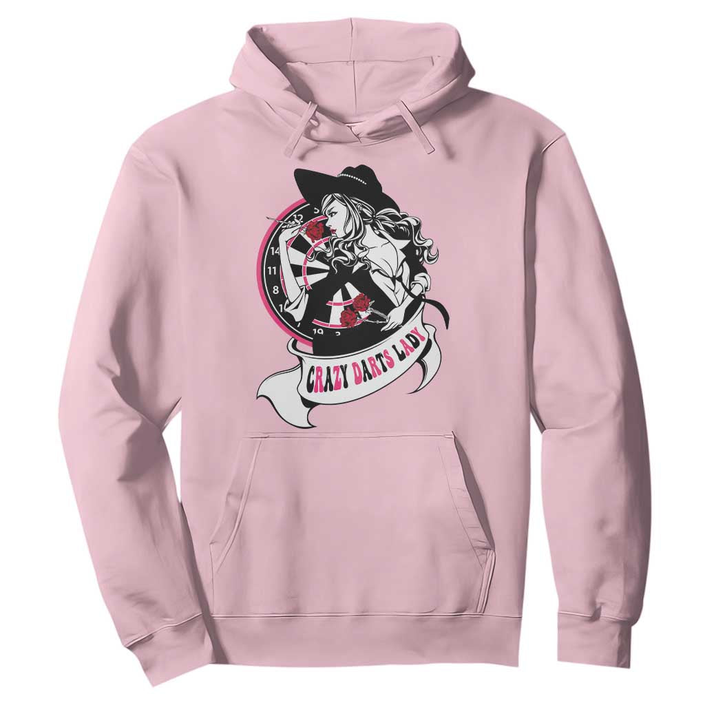 Funny Crazy Darts Lady Hoodie Coolest Girls Play Darts TS12 Light Pink Print Your Wear