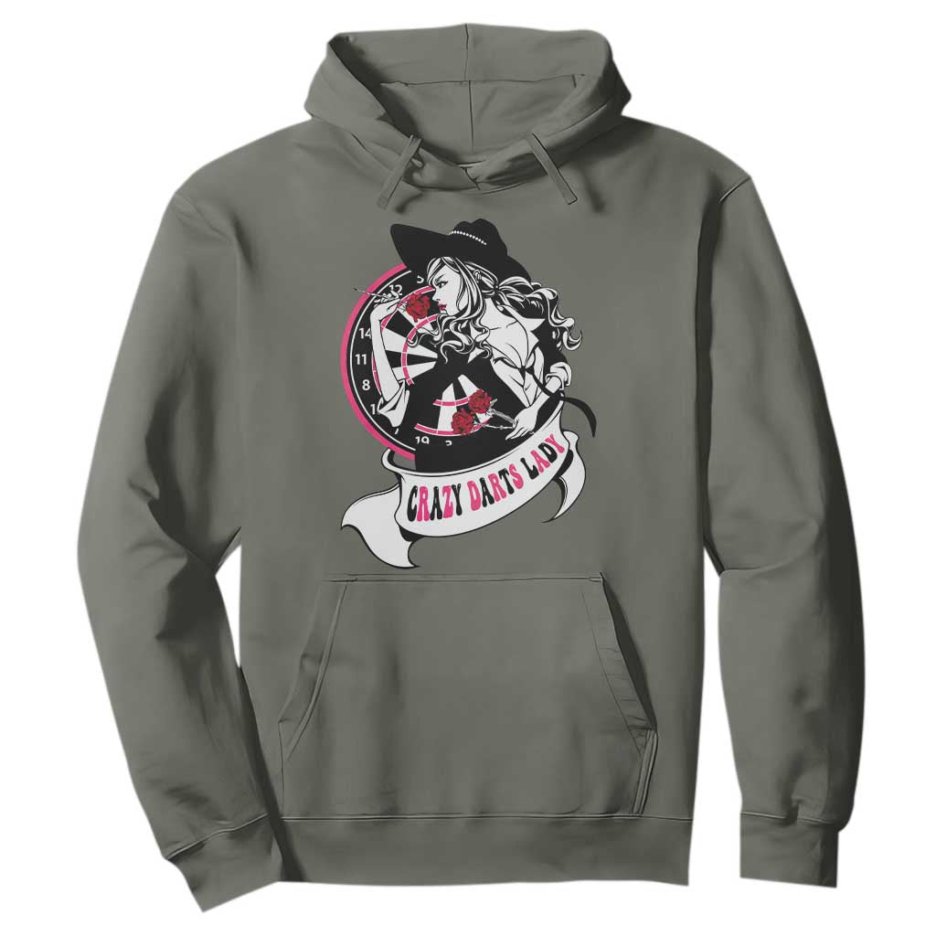 Funny Crazy Darts Lady Hoodie Coolest Girls Play Darts TS12 Military Green Print Your Wear