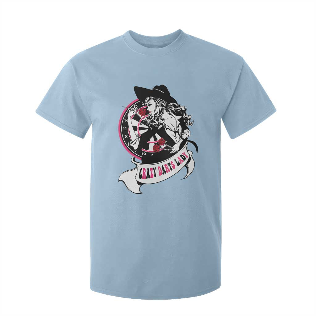 Funny Crazy Darts Lady T Shirt For Kid Coolest Girls Play Darts TS12 Light Blue Print Your Wear